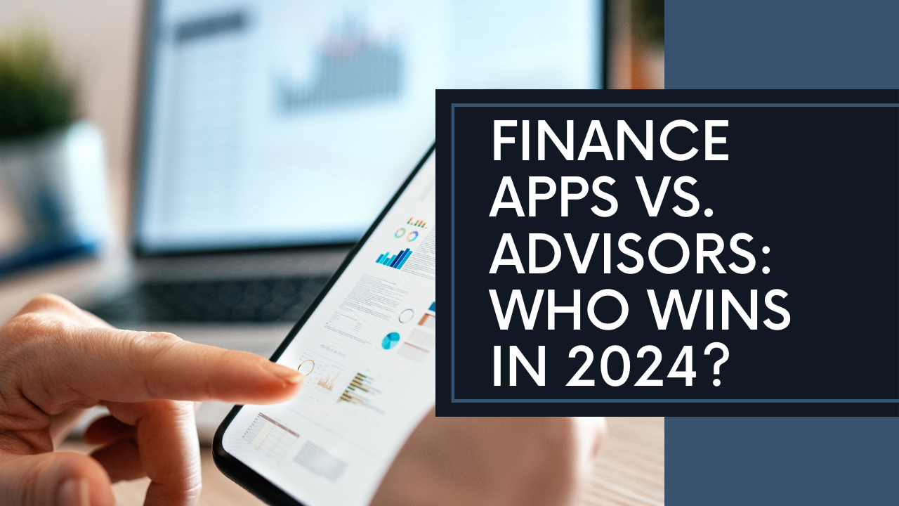 Person using finance app on tablet for 2024 financial strategy comparison between apps and advisors.